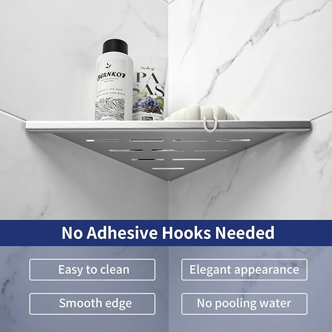 10'' Corner Shower Shelf 2PCS, 304 Stainless Steel Grout in Shelves - Image 3