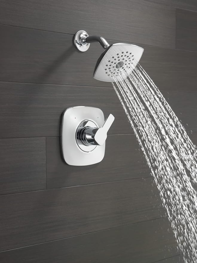 Delta Modern 14 Series Shower Faucet Set, Chrome Shower Head and Handle Set - Image 2