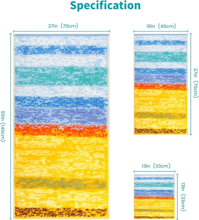 SEMAXE Colorful Bath Towel Set, 100% Cotton Bathroom Towels - Image 2