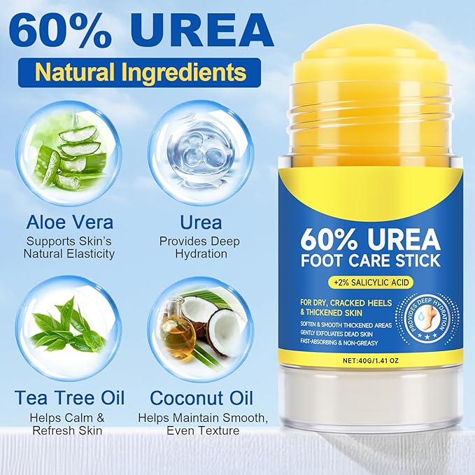 2Pack 60% Urea with 2% Salicylic Acid Urea Foot Care Stick, Foot Cream - Image 2