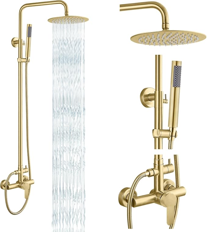 gotonovo Outdoor Shower Fixtures SUS304 Stainless Steel Rain Shower Kit Faucet by HOME