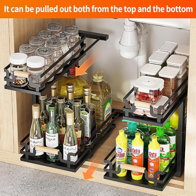 MIKEE Under Sink Organizer, 2 Tier Under Sink Organizers and Storage, Bathroom - Image 4