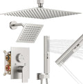 Shower Faucet Set, 3-Setting Push Button Brushed Nickel Shower System, 12 Inch by Unknown