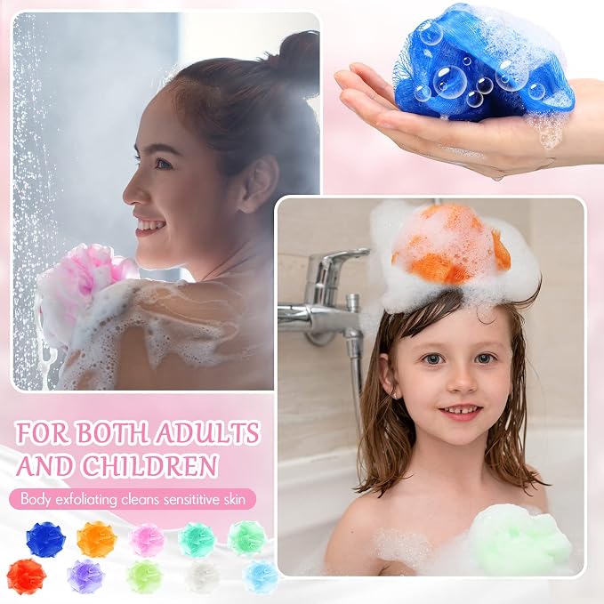 72 Pack Bath Loofah Bulk Travel Size Loofah Mini Sponge Mesh Shower Ball Body - Image 5