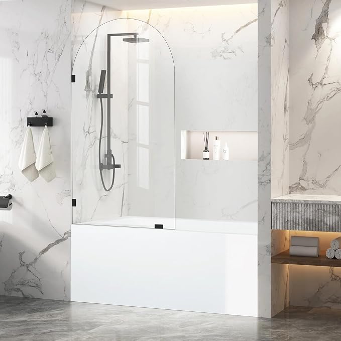 32" W X 55" H Tub Shower Door, Frameless Bathtub Glass Shower Door by BathStellarMall