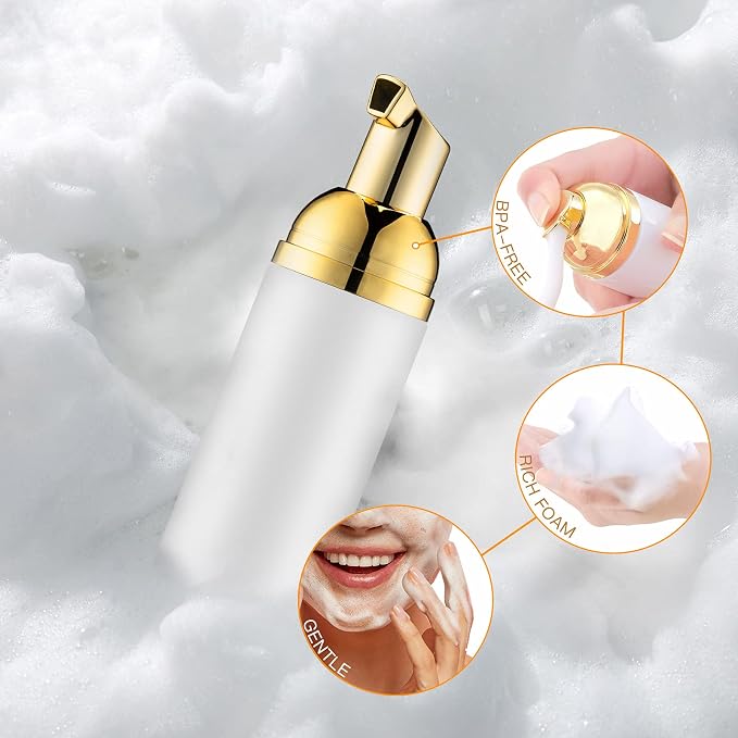 Tekson 2 OZ Foam Bottle with Gold Pump, Empty Travel Foaming Dispensers - Image 3