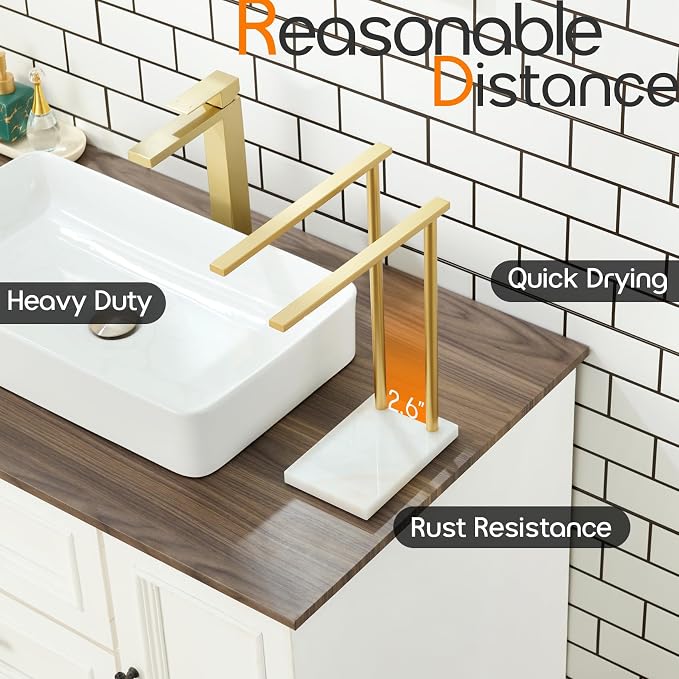 Hand Towel Bars for Bathroom Vanity Countertop 2-Tier Towel Rack Holders Stand - Image 8