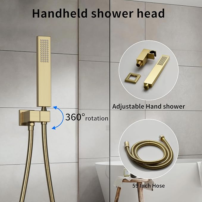 Bathroom shower system Ceiling 14x20 inch shower head, spray - Image 6