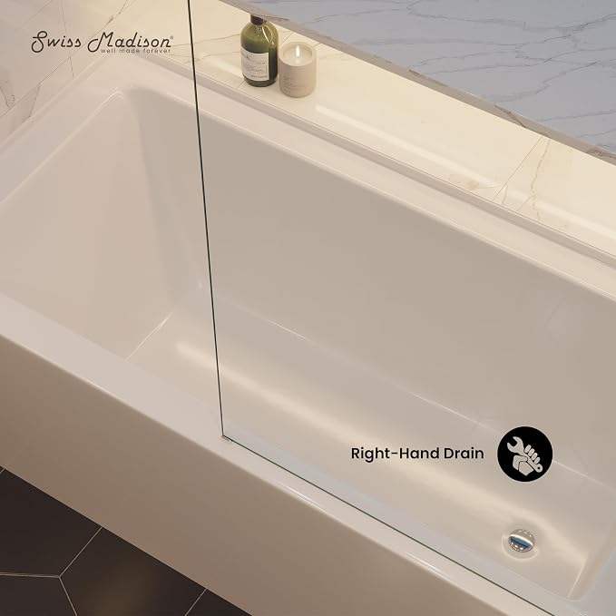 Voltaire 60" X 32" Right-Hand Drain Alcove Bathtub - Image 4
