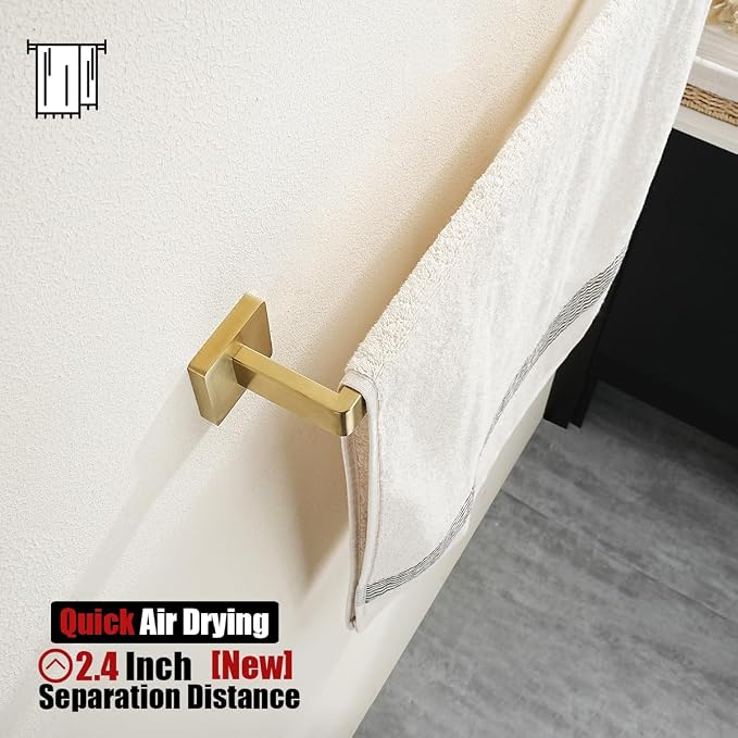 JQK Gold Towel Bar, Rounded Edges 26.41 Inch Towel Rack, 304 Stainless Steel - Image 3
