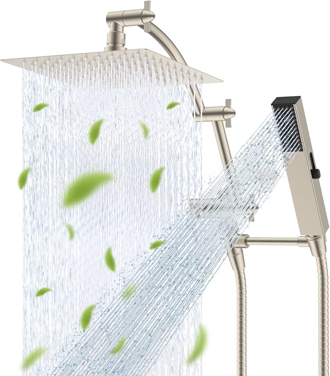 Hibbent All Metal CUPC Certified 8'' Rainfall Shower Head, Dual Shower Head by Hibbent