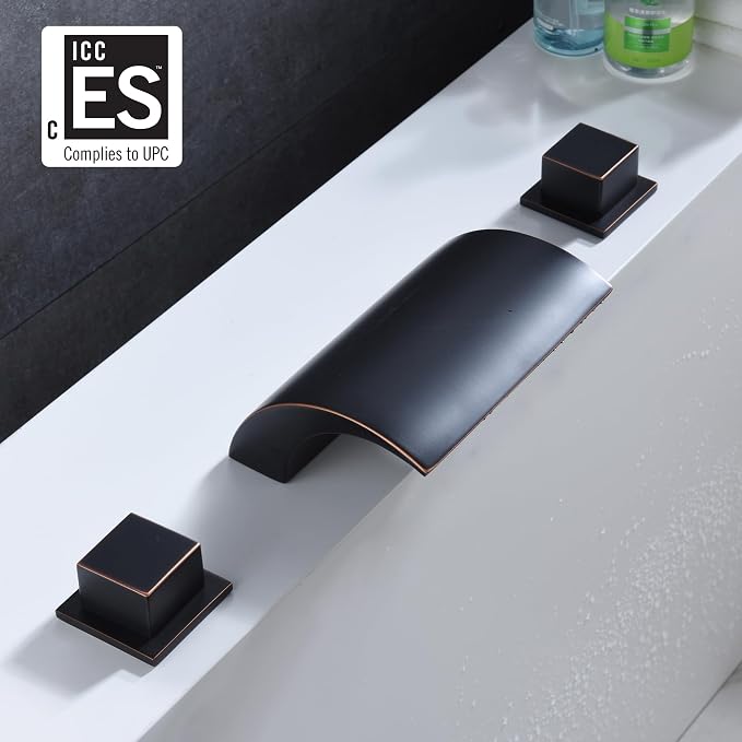 sumerain Roman Tub Faucets Oil Rubbed Bronze, Waterfall Tub Filler Faucet - Image 2