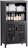 HITNET Black Bathroom Storage Cabinet, Freestanding Bamboo Floor Cabinet 5 Tier by HITNET