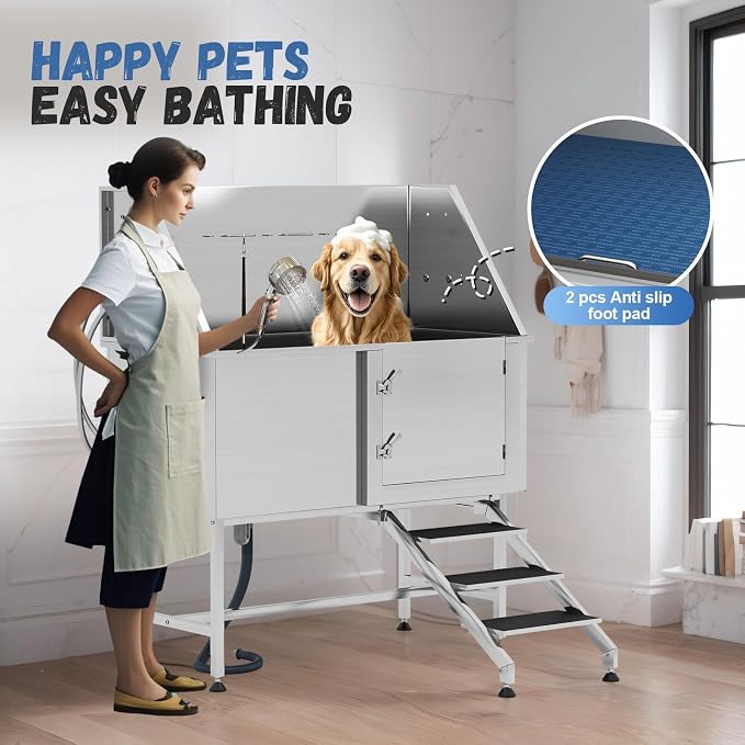 Albott 50-Inch Stainless Steel Pet Washing Station - Image 8