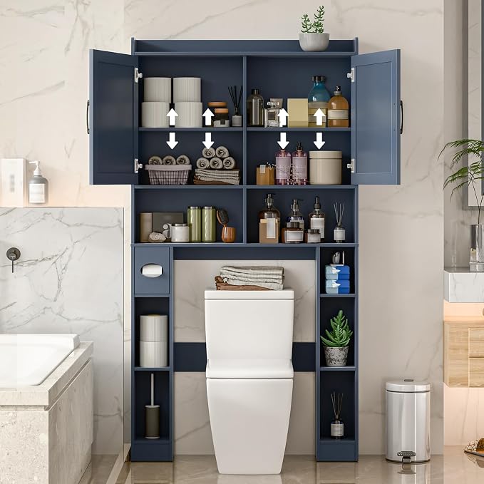 Over The Toilet Storage Cabinet, Farmhouse Toilet Cabinet Rack - Image 4