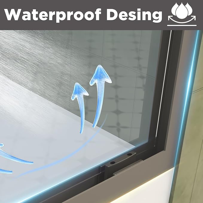 Shower Doors Glass Sliding, Semi-Frameless, 1/4" Inch Sgcc Tempered Glass - Image 4