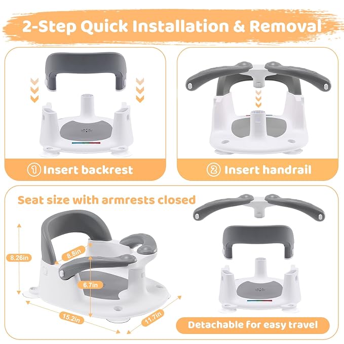 Baby Bath Seat for Babies 6 Months & Up Sitting Up, Infant Bath Seat - Image 6