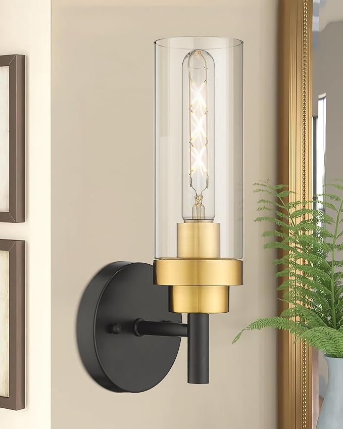 Emak Black and Gold Sconces Wall Decor Set of 2, Bathroom Vanity Light - Image 6