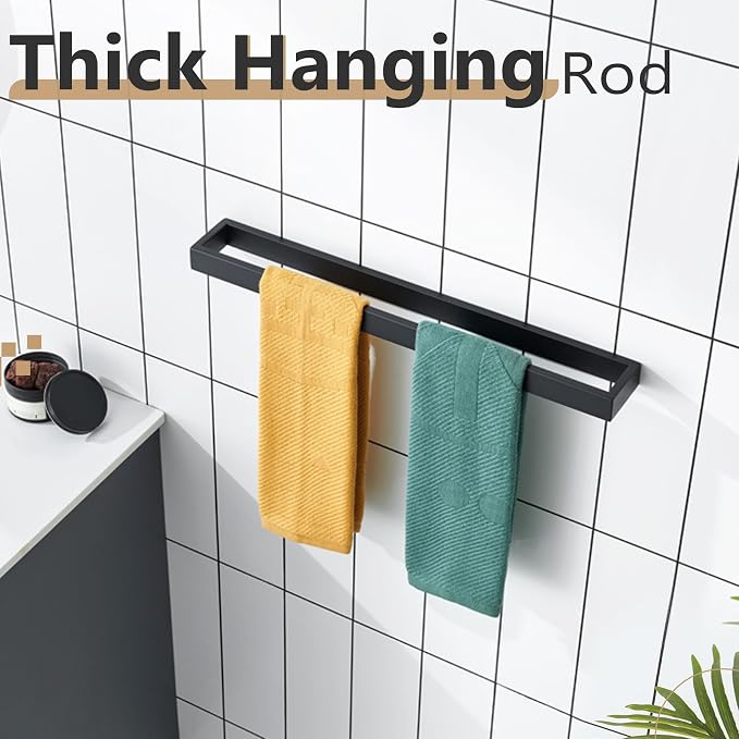 KOKOSIRI Towel Bar Matte Black Bath Towel Holder 20-Inch Kitchen Rack Stainless - Image 6