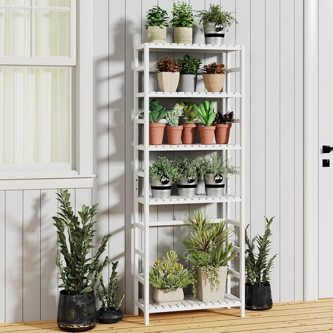 Bamjoy Bamboo Shelf, 6 Tier Bookcase Storage Shelves, Tall Book Rack Shelving - Image 6