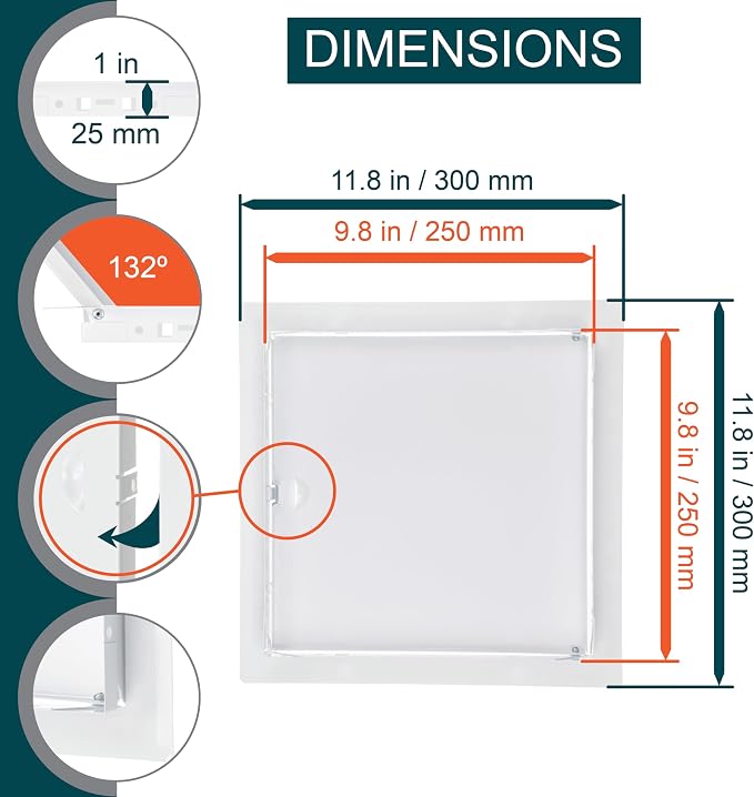 10" x 10" White Metal Access Door. Plumbing, Electricity, Alarm Wall Access - Image 2