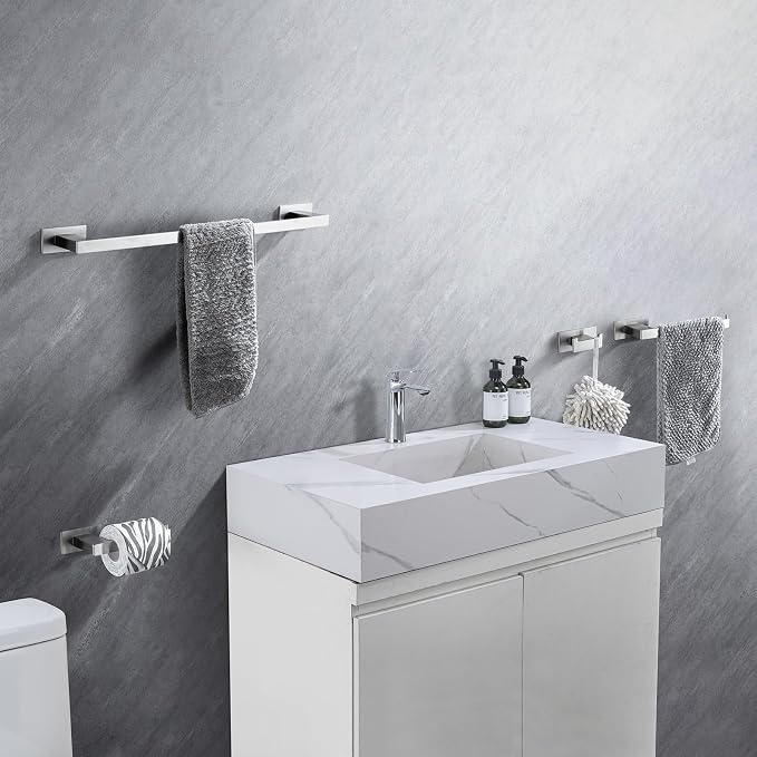 4-Pieces Bathroom Hardware Accessories Set, Towel Rack Towel Bar Toilet Paper - Image 6