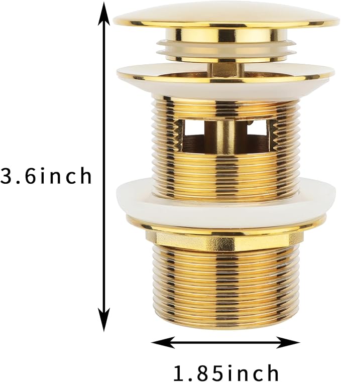 Brushed Gold Freestanding Bathtub Drain Stopper, Compatible - Image 2