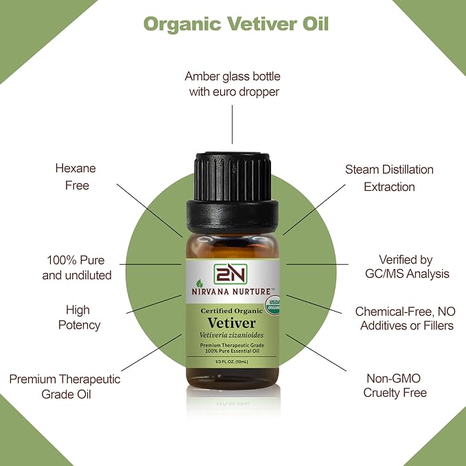 Vetiver Essential Oil USDA Certified Organic, 100% Pure Natural Premium Grade - Image 4