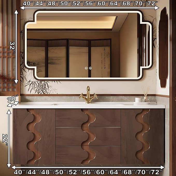 60 inch Bathroom Vanity with Sink – Modern Wall Mounted Bathroom Vanity Cabinet - Image 2