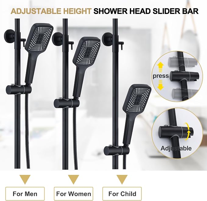 Shower Systems with 12 x8 Inches Rain Shower Head, Matte Black Exposed Pipe - Image 7