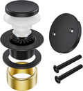 Matte Black Bathtub Drain Stopper and Overflow Kit, Solid Brass Tip-Toe Bath by Yaseingoo