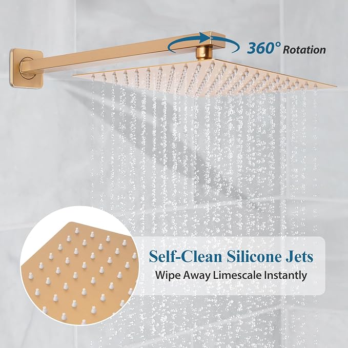 10 inch Square Shower Head and Handheld Set, Gasecoet Shower System - Image 3