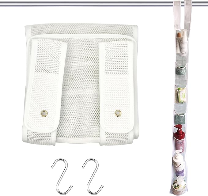 Mesh Shower Caddy Hanging, 7 Pocket Organizer, Premium Polyester, Lightweight by Unknown