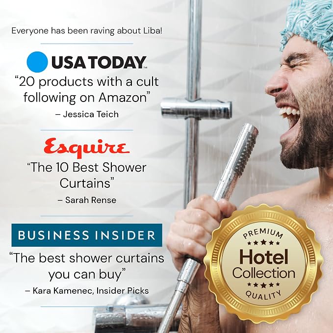 LiBa Waffle Weave Fabric White Shower Curtain, 72 W x 72 H Water Repellent & - Image 6