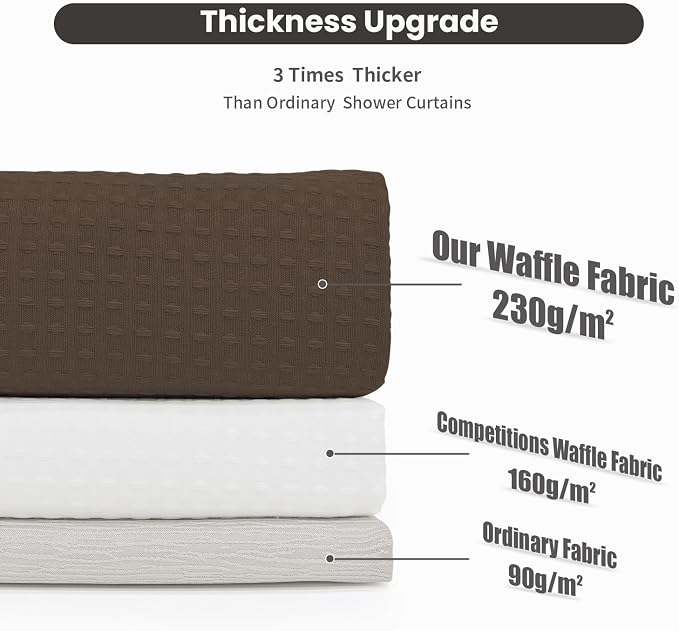 Inhousolu No Hook Waffle Weave Shower Curtain - Image 3