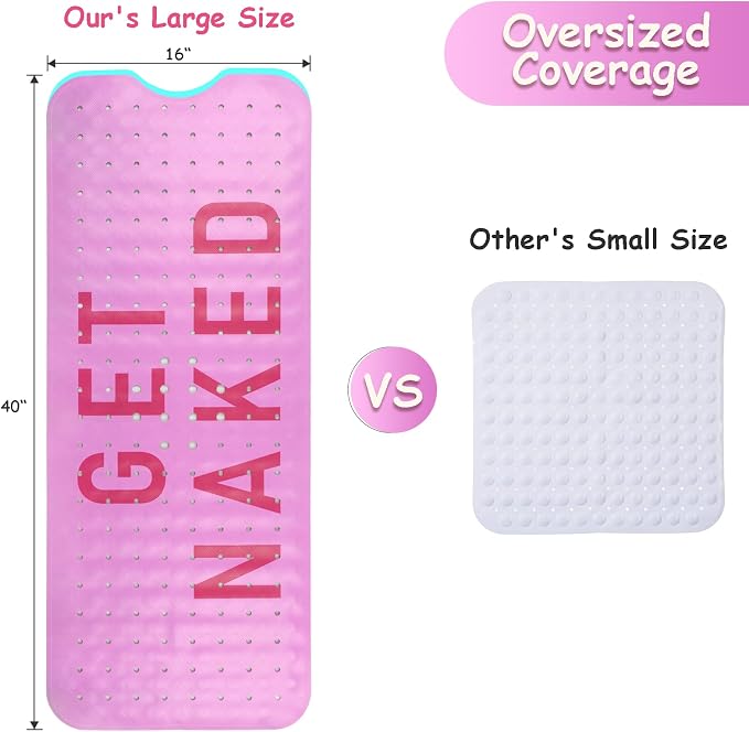 Bathtub Mat Non Slip, Get Naked Extra Long Bath tub Mat Shower Floor Mat - Image 2