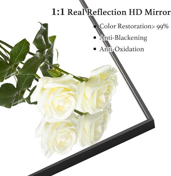 30x30 Inch Black Bathroom Mirror, Copper-Free Mirror, Aluminum Alloy Frame - Image 5