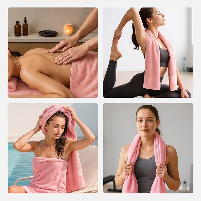 REDKISS Pink Towel Set of 8-100% Cotton Luxury Bath Towels Set - Image 8