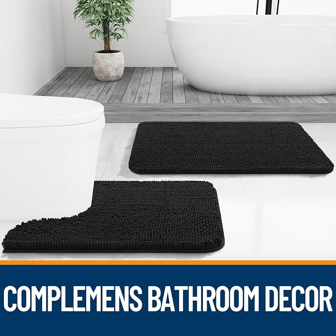 OLANLY Bathroom Rugs Sets 2 Piece, Soft Absorbent Chenille Bath Mats and - Image 6