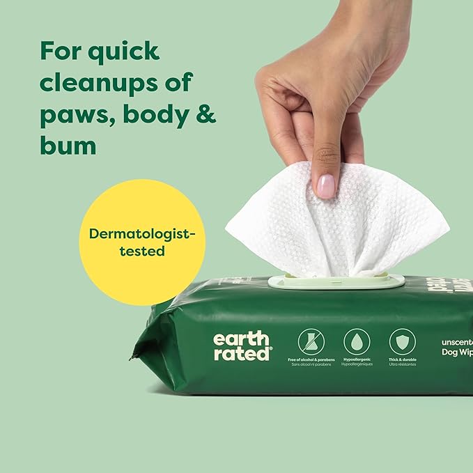 Earth Rated Pet Wipes for Dogs and Cats, Hypoallergenic, Cleaning and Hydrating - Image 3