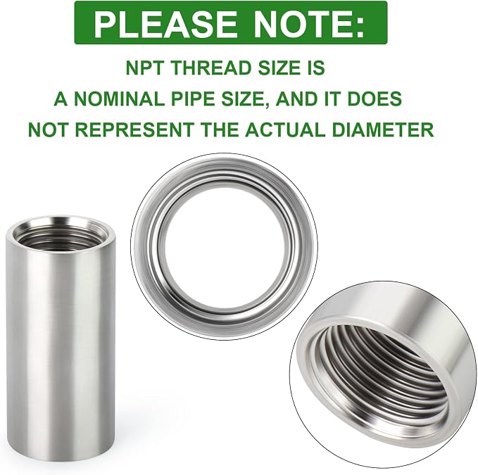 TAISHER 2PCS Stainless Steel Pipe Fittings, 1/4" NPT x 1/4" NPT Female Threaded - Image 3