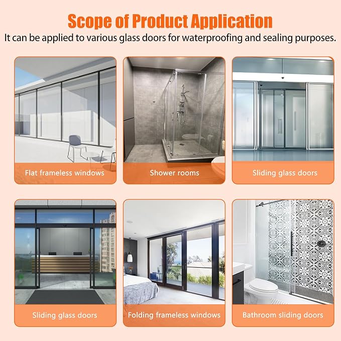 Frameless Soft Shower Door Sweep Seal Drip Rail, Glass Shower Silicone Door - Image 8