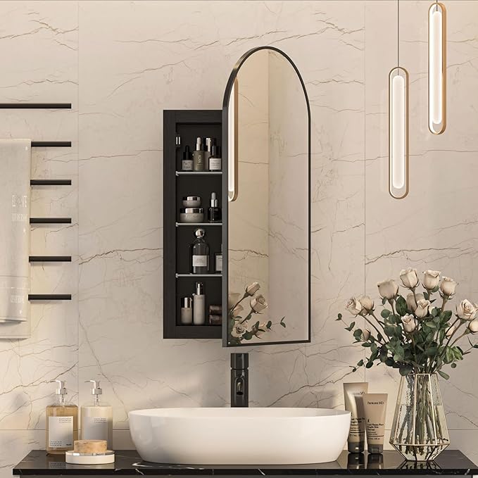 Recessed Medicine Cabinet for Bathroom, Arch Mirrored Medicine Cabinets Recessed by Mepplzian