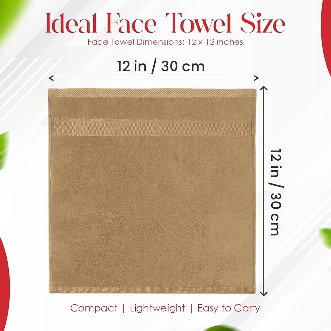 RIVERSIDE 12 Pack Premium 100% Cotton Face Washcloths, 550 GSM, 12 x 12 Inches - Image 2