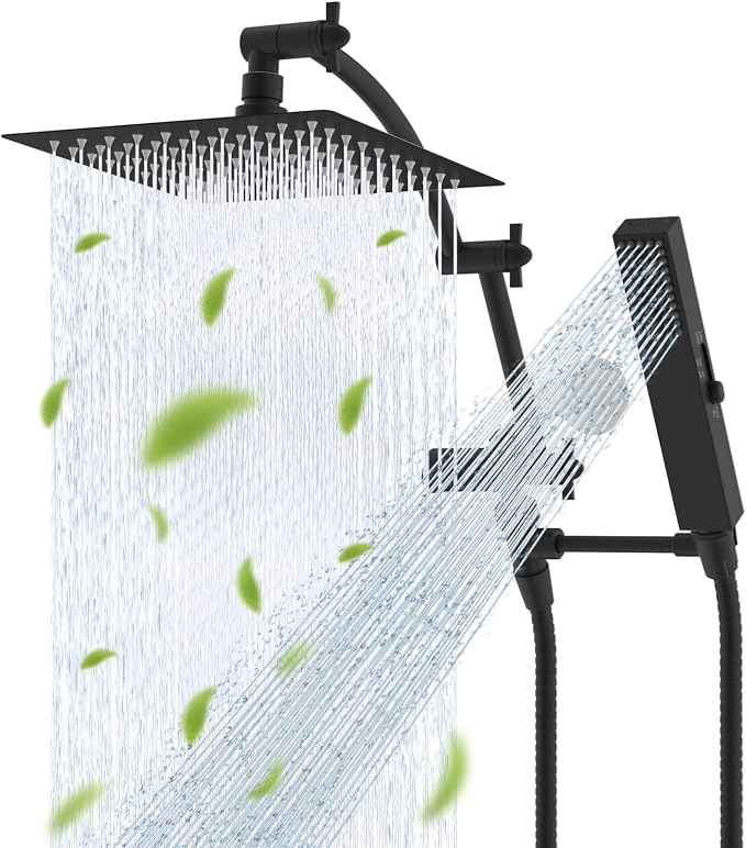 Hibbent All Metal CUPC Certified 8'' Rainfall Shower Head, Dual Shower Head by Hibbent