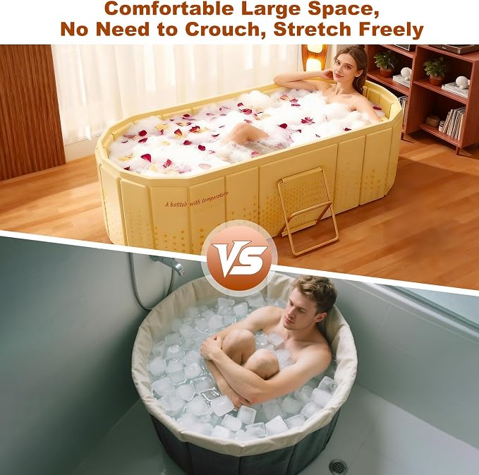 Portable Bathtub for Adult 59" Large Collapsible Cold Plunge Bathtub Foldable - Image 2