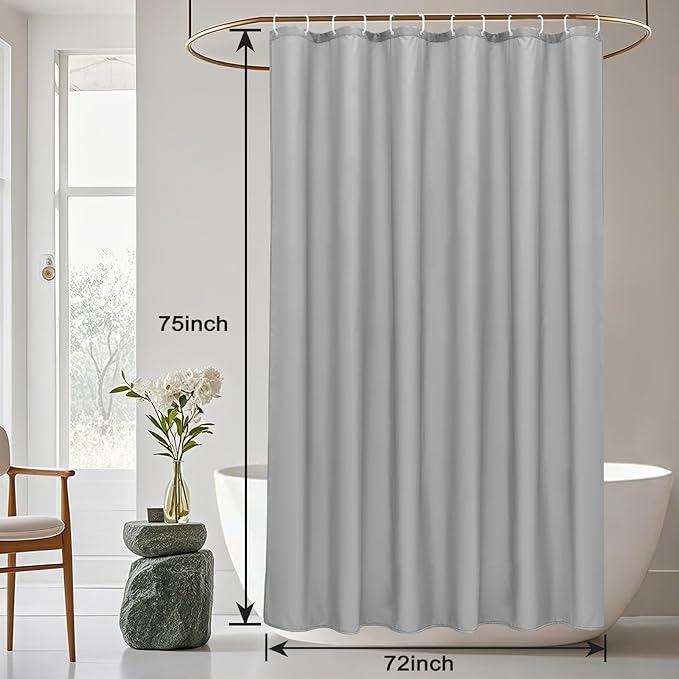 AooHome Shower Curtain Liner, Fabric Bathroom Curtain - Image 8
