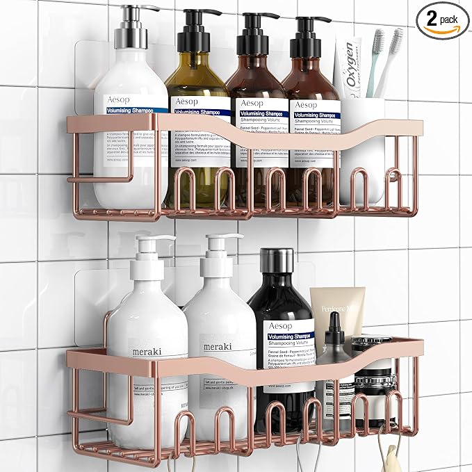 EUDELE Shower Caddy 2 Pack, Adhesive Shower Organizer by EUDELE