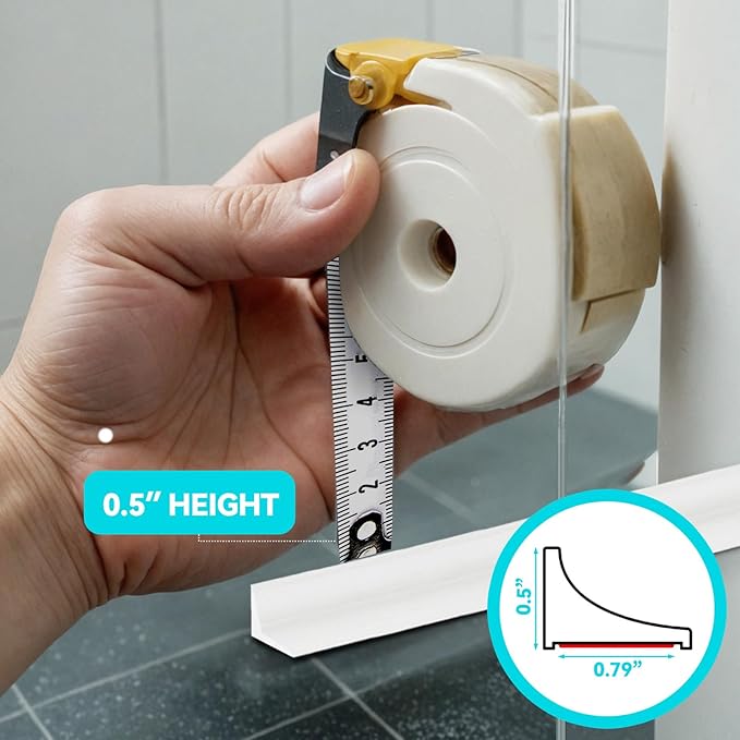 Shower Threshold Water Dam Barrier 98", Silicone Sealant Included, Collapsible - Image 3