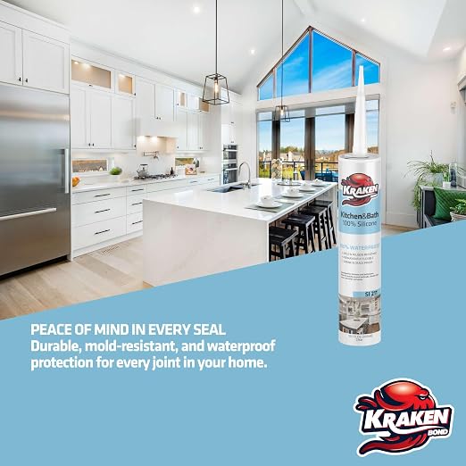 Kraken Bond Premium Kitchen and Bathroom Silicone Caulk Clear - Image 5